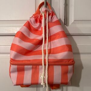Victoria’s Secret Striped Drawstring Backpack/Cooler New with tags.